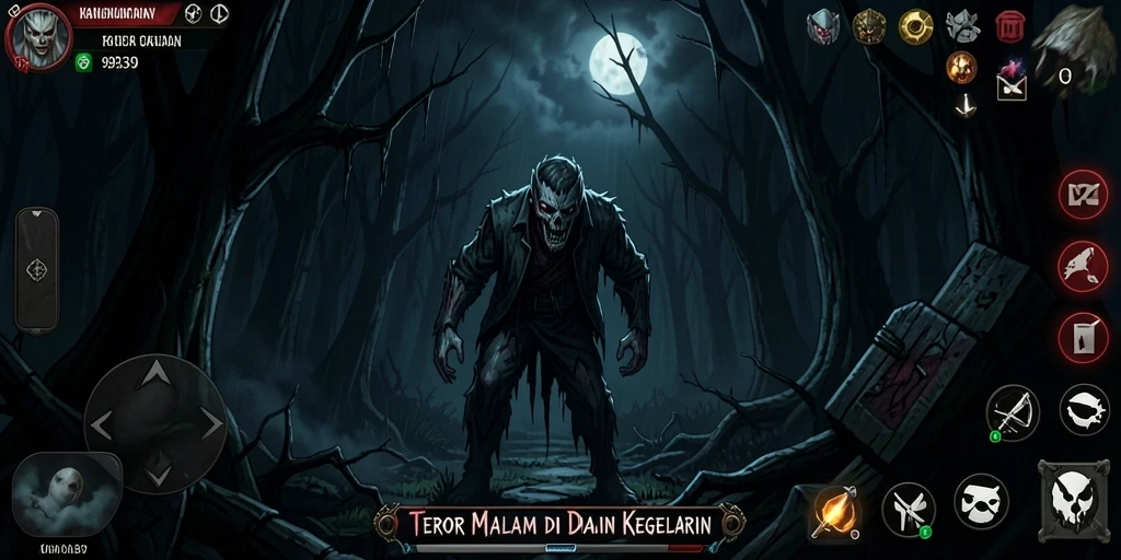 Tampilan seram gameplay 9939 dengan atmosfir mencekam.