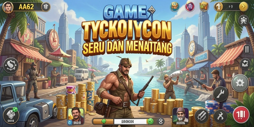 Tangkapan layar gameplay seru AA62 dalam mengelola bisnis Tycoon.