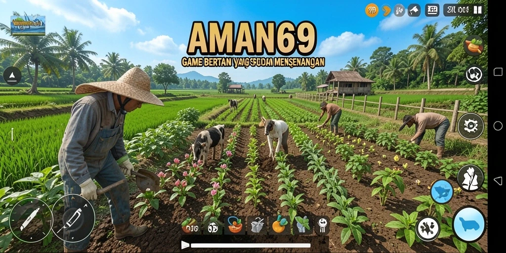 Gameplay seru AMAN69 dengan berbagai aktivitas bertani.