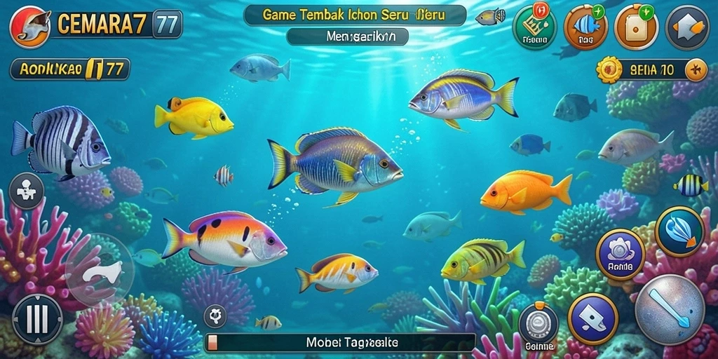 Screenshot gameplay CEMARA77 yang menampilkan serunya berburu ikan.