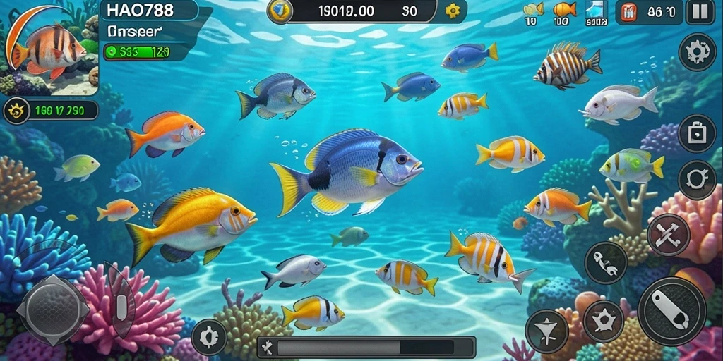 Tampilan gameplay HAO788 yang seru dengan aksi menembak ikan.