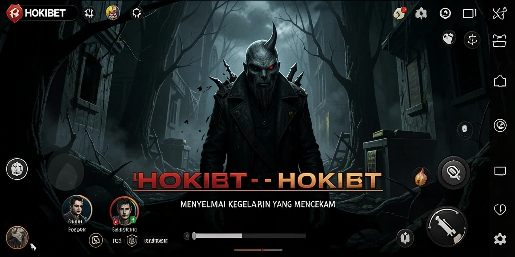 Screenshot HOKIBET menampilkan momen mencekam di ruang gelap.