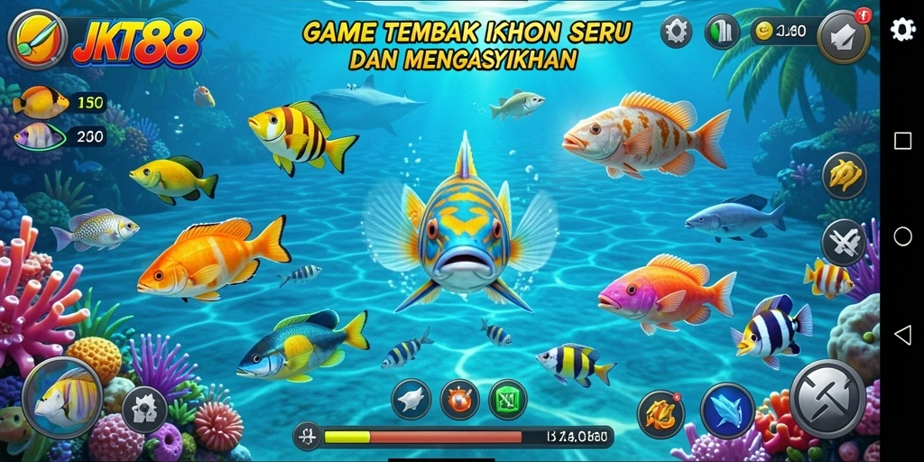 Tampilan gameplay JKT88 yang seru saat menembak ikan.